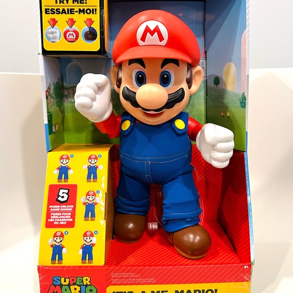Nintendo SUPER MARIO It's-A Me, Mario! Collectible Action Figure in Red/Blue - Picture 7 of 16